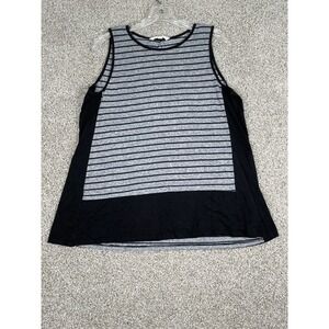 Athleta Rayon Flax Sleeveless Active Pullover Knit Tank Top Gray Black Striped M